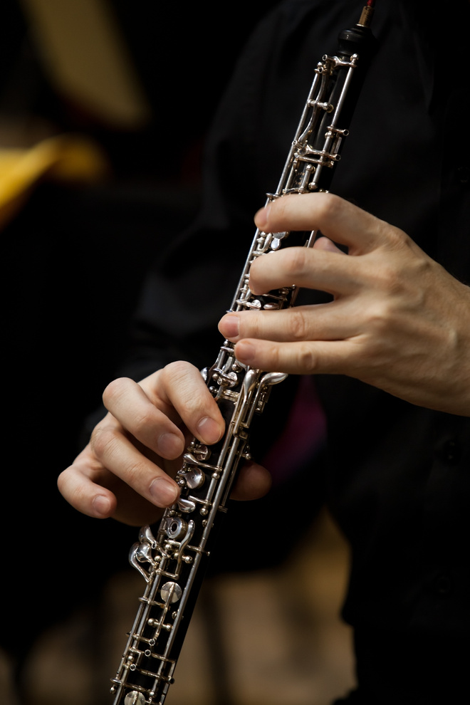 Human Hand playing the oboe